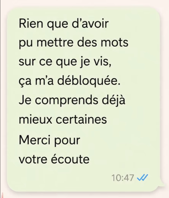 Message de témoignage d'une membre du Cercle 3C